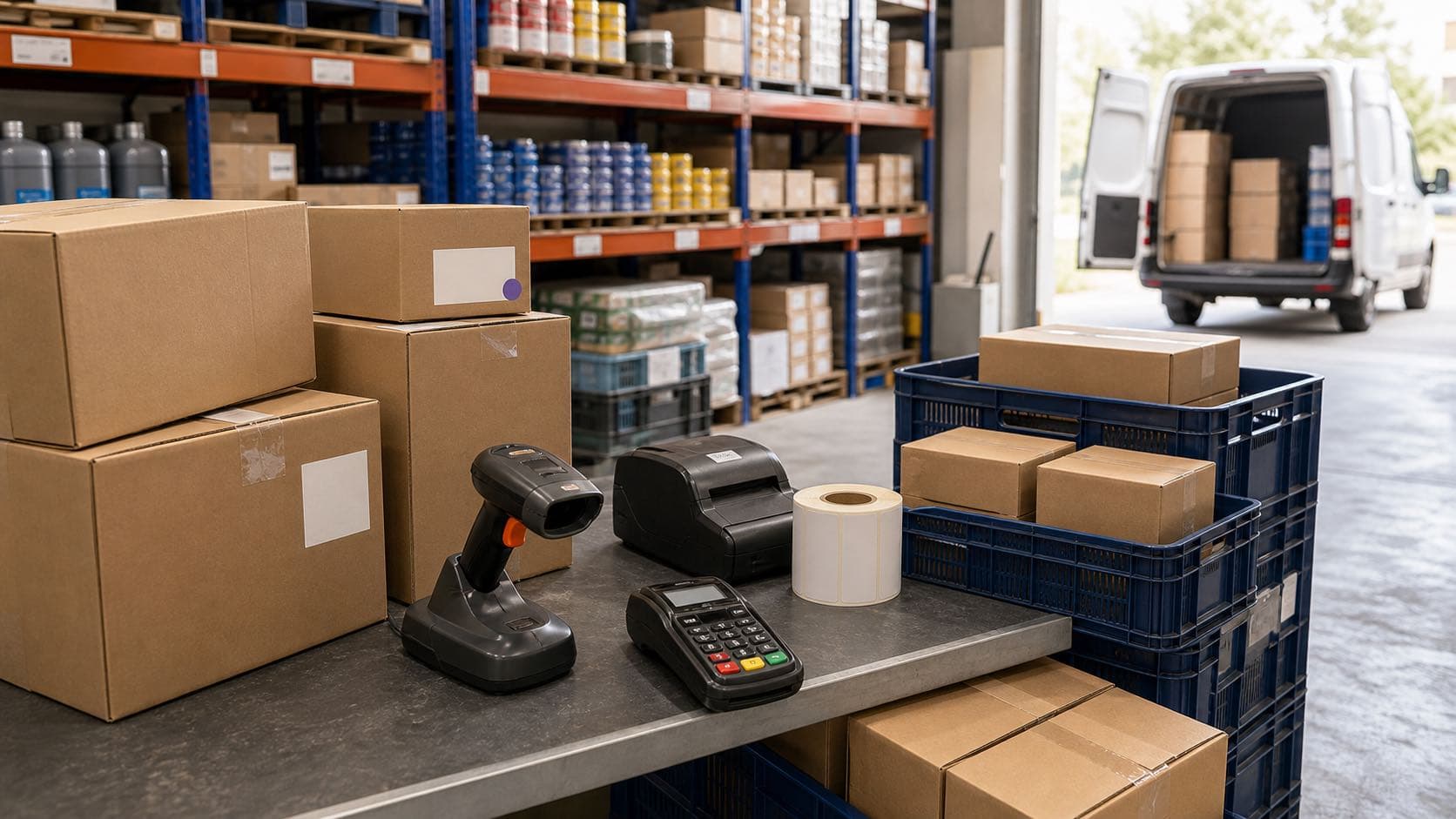 Préparation de stock, bons de livraison, caisse et paiements pour distribution, gros et détail